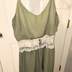 Green Dress with Lace Detail
